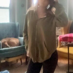 Vintage American Apparel Olive fleece zip up hoodie
